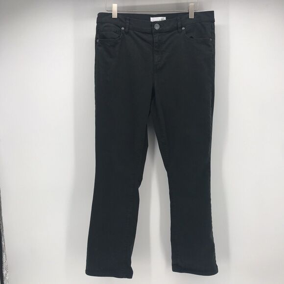 LOFT Slim Jeans Womens 10 30 Dark Green Flat Front Stretch Skinny Mid Rise - Picture 1 of 12